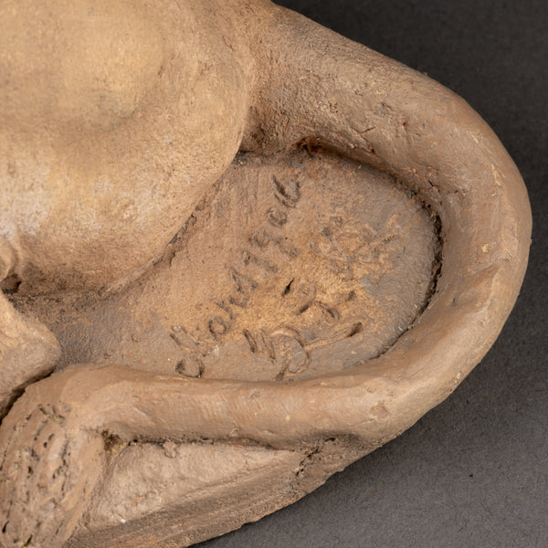 Ytiga NUMATA (1873-1954) Lion couché - Exceptionnelle Terre cuite originale datée 1906