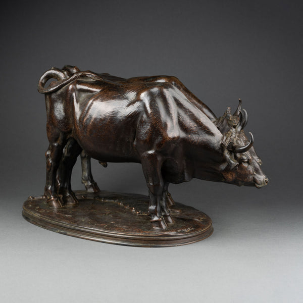 Alfred JACQUEMART (1824-1896) 'Attelage de boeufs' Bronze XIXème, fonte F. Barbedienne