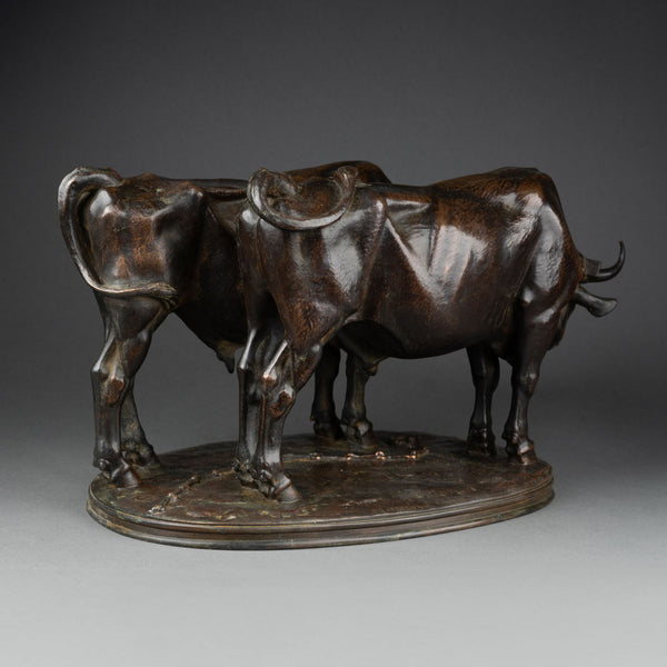 Alfred JACQUEMART (1824-1896) 'Attelage de boeufs' Bronze XIXème, fonte F. Barbedienne