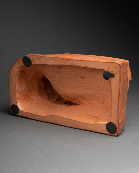 Gaston HAUCHECORNE (1880-1945) 'Asian woman with fan and book', Patinated terracotta, Art Deco period.