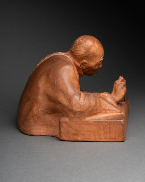 Gaston HAUCHECORNE (1880-1945) 'Asian calligrahiant character', Terracotta, Art Deco period.