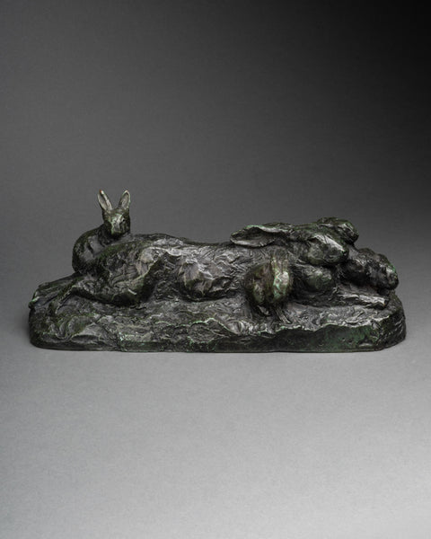 Pierre Robert CHRISTOPHE (1880-1971) 'Family of rabbits', patinated bronze. Art Deco period?
