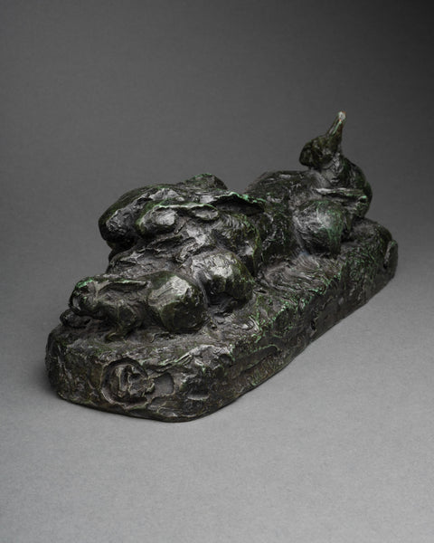 Pierre Robert CHRISTOPHE (1880-1971) 'Family of rabbits', patinated bronze. Art Deco period?