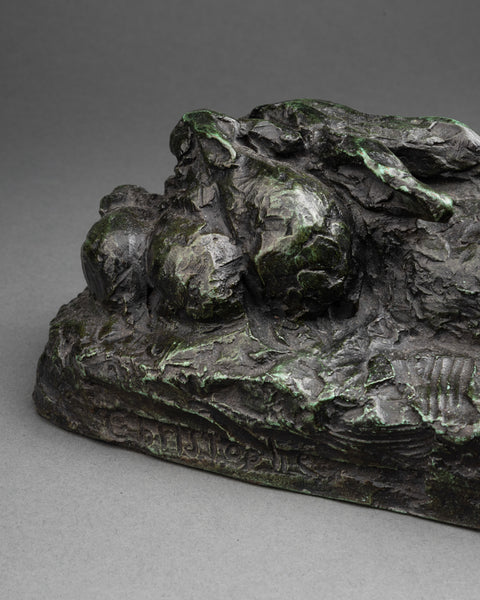 Pierre Robert CHRISTOPHE (1880-1971) 'Family of rabbits', patinated bronze. Art Deco period?