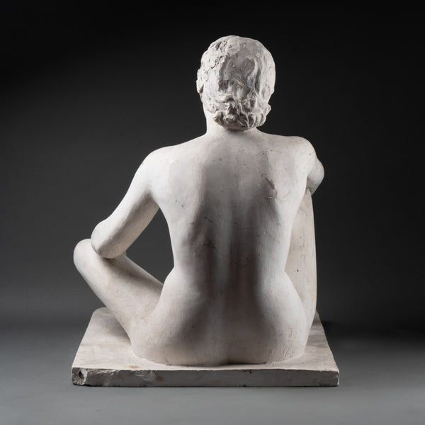 Seated woman resting - Large unsigned Art Deco studio plaster