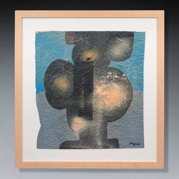 Ladislas KIJNO (1921-2012) Composition abstraite, technique mixte sur papier froissé, vers 1970.