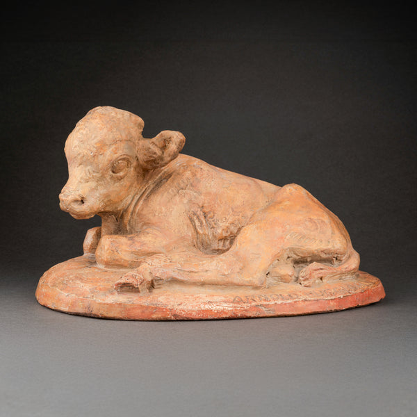 Arnold HUGGLER (1894-1988) 'Lying Calf' Original proof in terracotta