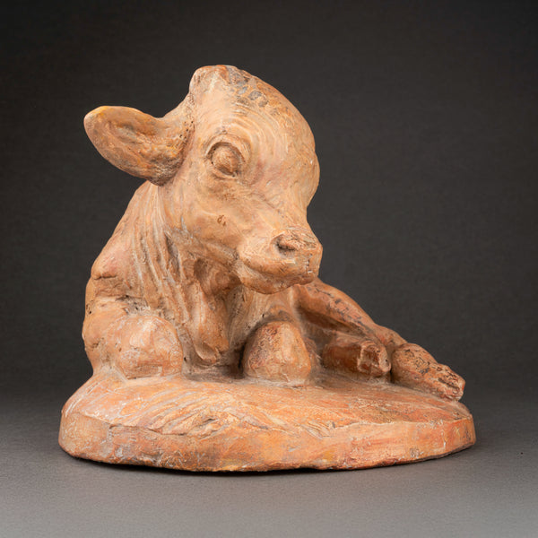 Arnold HUGGLER (1894-1988) 'Lying Calf' Original proof in terracotta