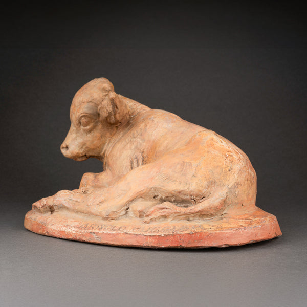 Arnold HUGGLER (1894-1988) 'Lying Calf' Original proof in terracotta