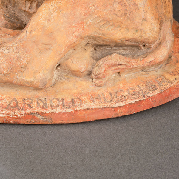 Arnold HUGGLER (1894-1988) 'Lying Calf' Original proof in terracotta