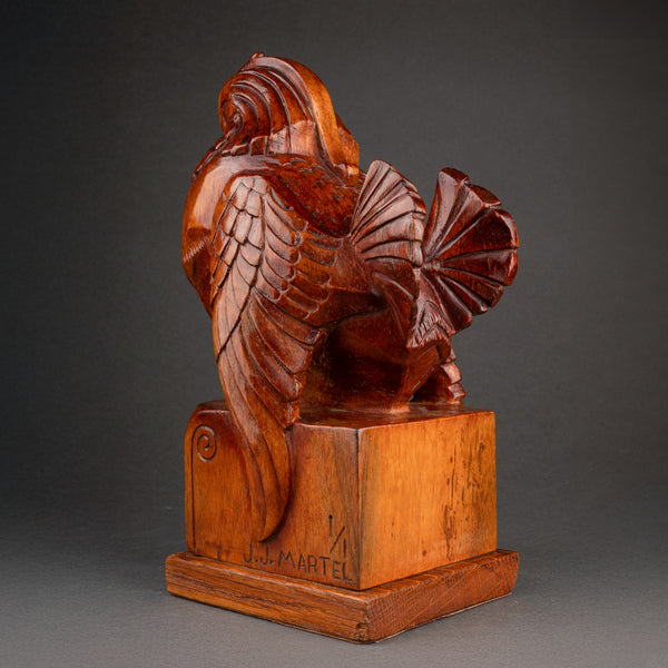 Joël et Jan MARTEL - Canard javanais - Exceptionnelle taille directe sur bois, 1917.