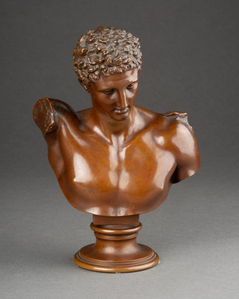 Hermann GLADENBECK (1827-1918) 'Buste d'Hermès de Praxitèle' Bronze patiné fin XIXème