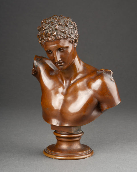 Hermann GLADENBECK (1827-1918) 'Buste d'Hermès de Praxitèle' Bronze patiné fin XIXème