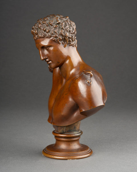 Hermann GLADENBECK (1827-1918) 'Buste d'Hermès de Praxitèle' Bronze patiné fin XIXème