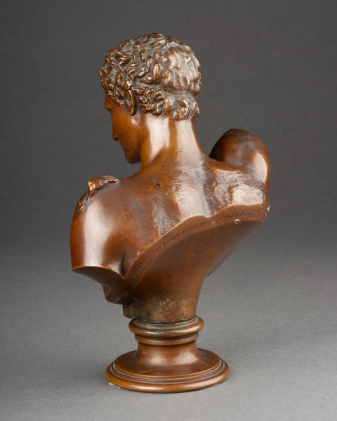 Hermann GLADENBECK (1827-1918) 'Buste d'Hermès de Praxitèle' Bronze patiné fin XIXème