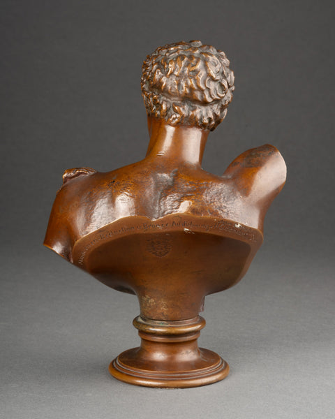 Hermann GLADENBECK (1827-1918) 'Buste d'Hermès de Praxitèle' Bronze patiné fin XIXème