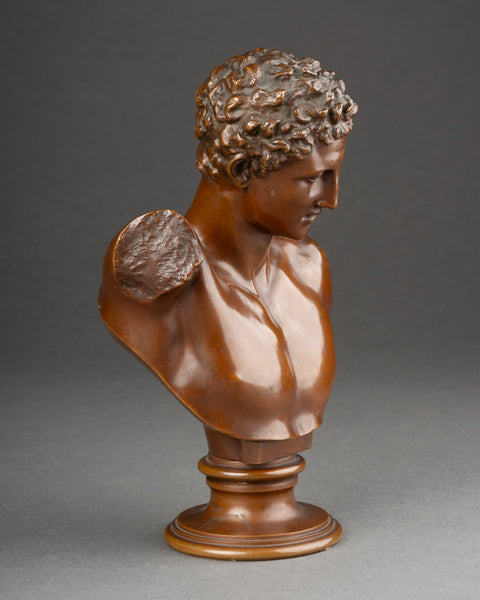 Hermann GLADENBECK (1827-1918) 'Buste d'Hermès de Praxitèle' Bronze patiné fin XIXème