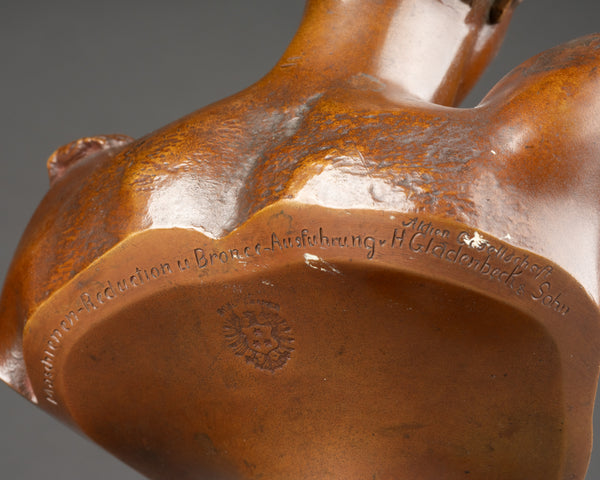 Hermann GLADENBECK (1827-1918) 'Buste d'Hermès de Praxitèle' Bronze patiné fin XIXème