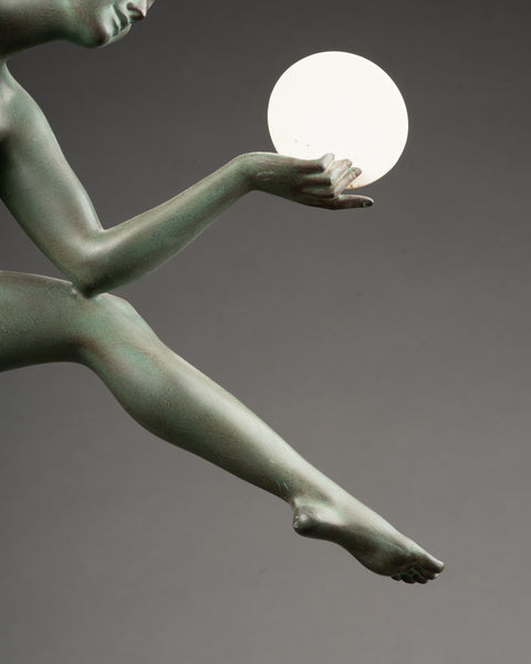 Marcel BOURAINE (1886-1948) alias 'Derenne' Danseuse aux cymballes. Grand Régule Art Déco