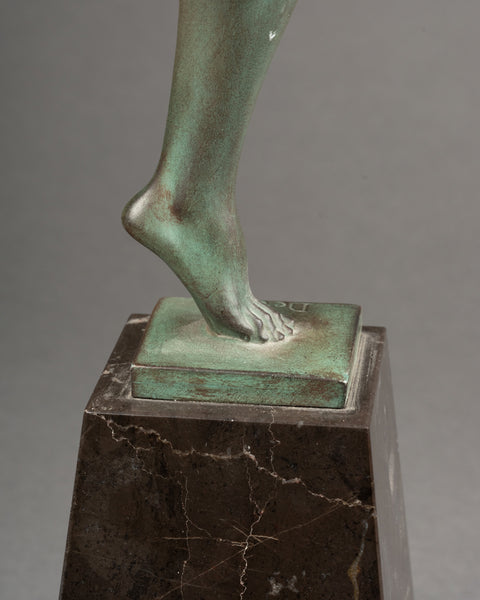 Marcel BOURAINE (1886-1948) alias 'Derenne' Danseuse aux cymballes. Grand Régule Art Déco