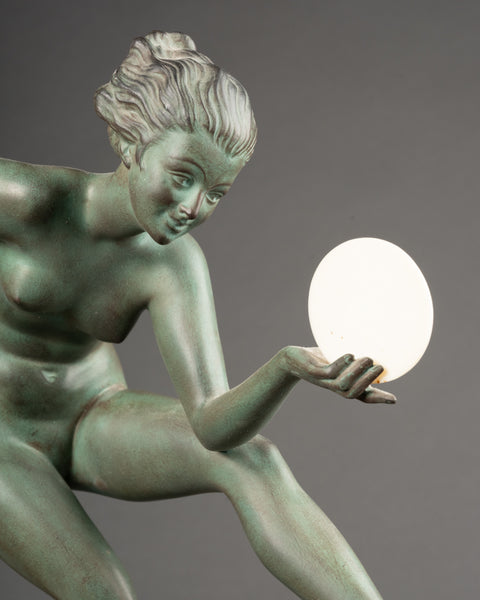 Marcel BOURAINE (1886-1948) alias 'Derenne' Danseuse aux cymballes. Grand Régule Art Déco