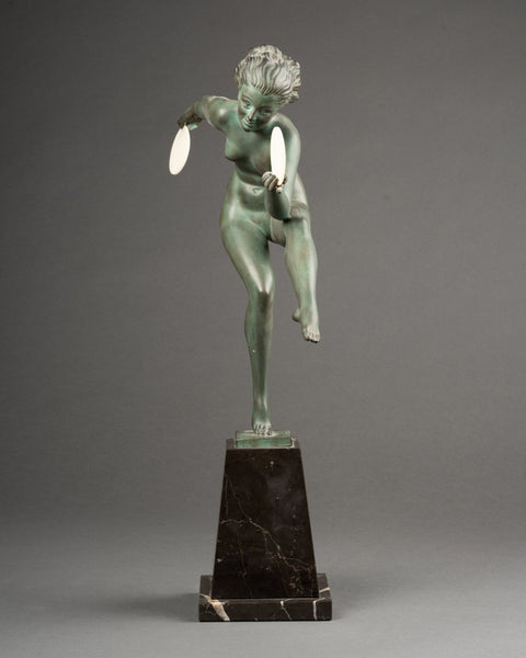 Marcel BOURAINE (1886-1948) alias 'Derenne' Danseuse aux cymballes. Grand Régule Art Déco