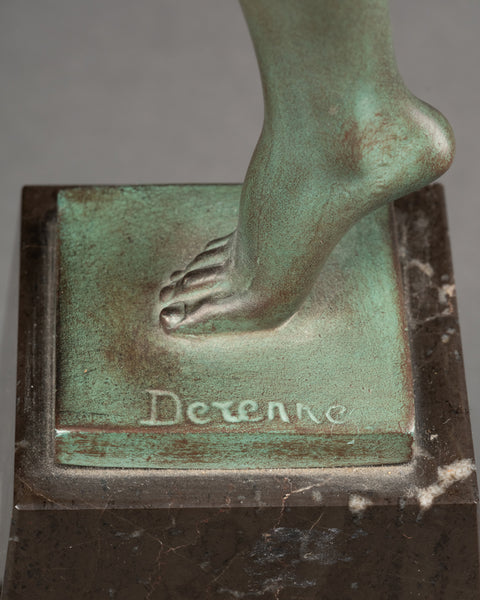 Marcel BOURAINE (1886-1948) alias 'Derenne' Danseuse aux cymballes. Grand Régule Art Déco