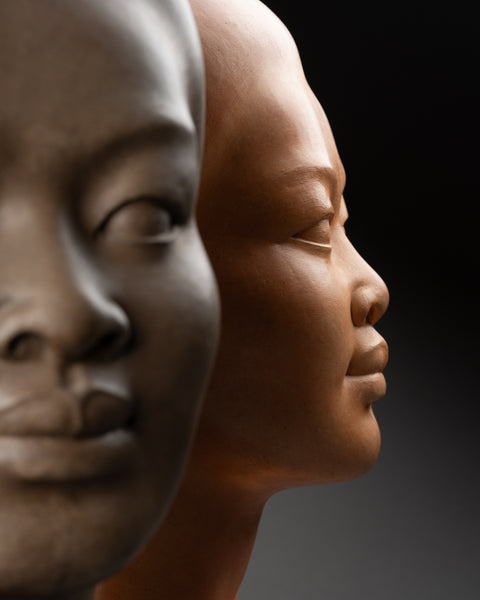 Hugues BACQUET - Bust of a woman Southeast Asia in patinated terracotta earth color