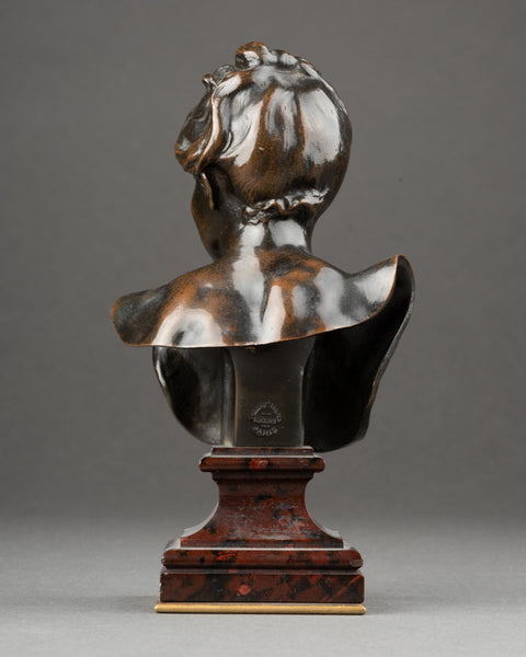 Alexandre FAlGUIERE (1831-1900) 'Buste de Diane chasseresse' Bronze patiné, début du XXème
