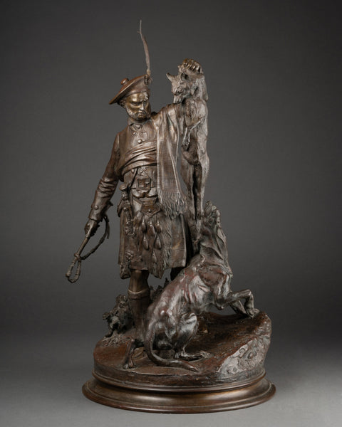 Pierre Jules MENE (1810-1879) 'Ecossais montrant un renartd à son chien' Bronze XIXème