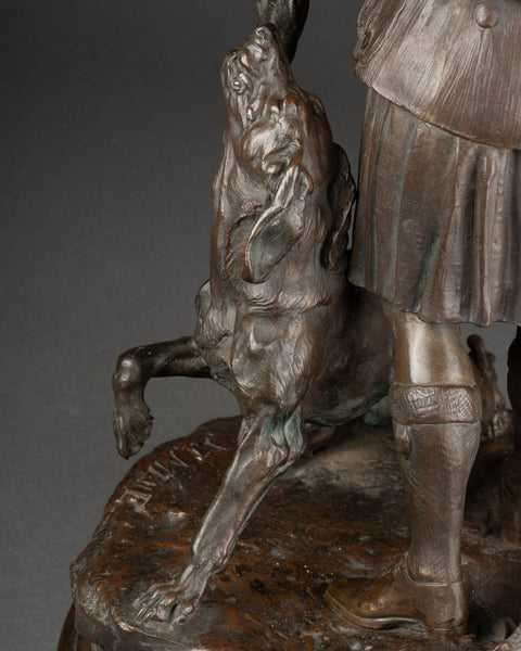 Pierre Jules MENE (1810-1879) 'Ecossais montrant un renartd à son chien' Bronze XIXème