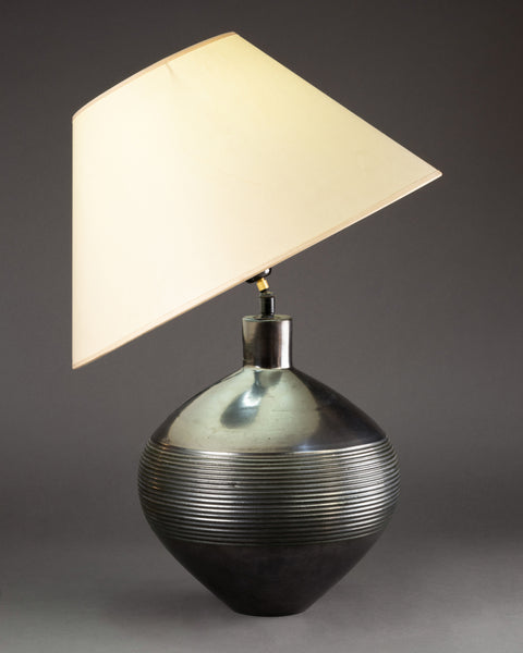 Ateliers PRIMAVERA - Lampe 'boule' en céramique émaillée 'canon de fusil'