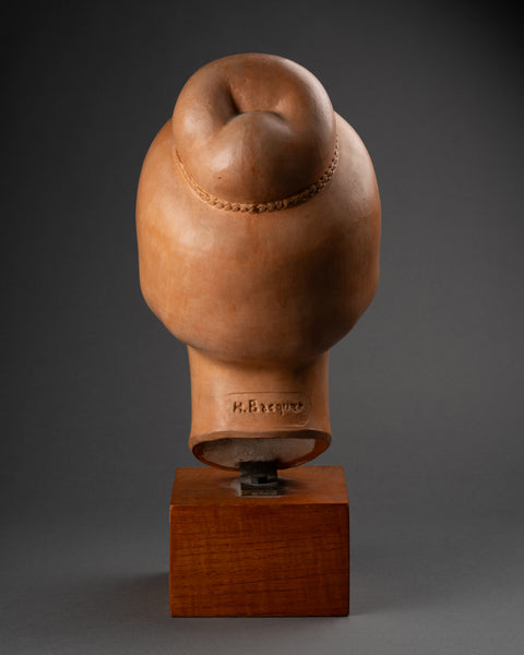 Hugues BACQUET - Bust of a woman Southeast Asia in patinated terracotta earth color