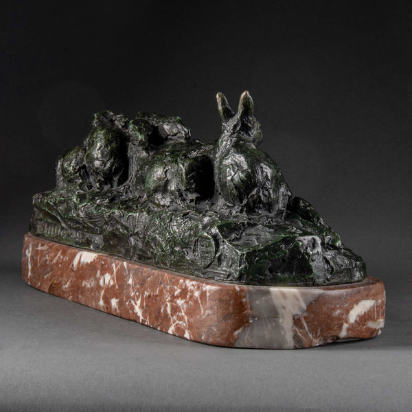Pierre Robert CHRISTOPHE (1880-1971) 'Famille de lapins' Bronze patiné, période Art Déco