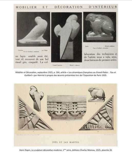 Joël et Jan MARTEL - Canard javanais - Exceptionnelle taille directe sur bois, 1917.