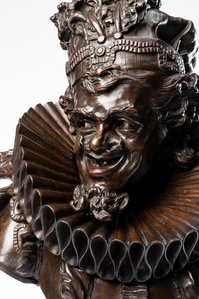 Antonio PANDIANI (1838-1928) ‘Menestrello’ Exceptionnel Bronze patiné. Italie, fin du XIXème siècle.