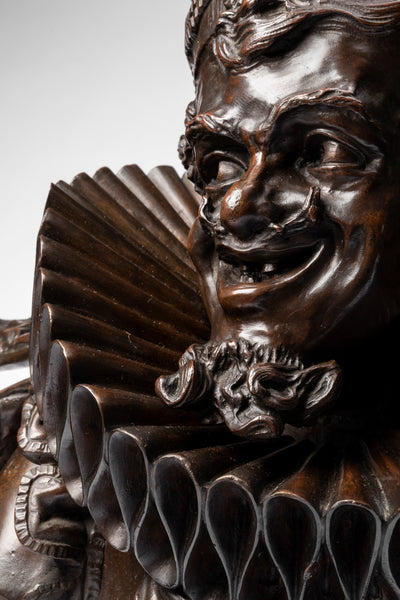 Antonio PANDIANI (1838-1928) ‘Menestrello’ Exceptionnel Bronze patiné. Italie, fin du XIXème siècle.