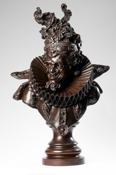 Antonio PANDIANI (1838-1928) ‘Menestrello’ Exceptionnel Bronze patiné. Italie, fin du XIXème siècle.