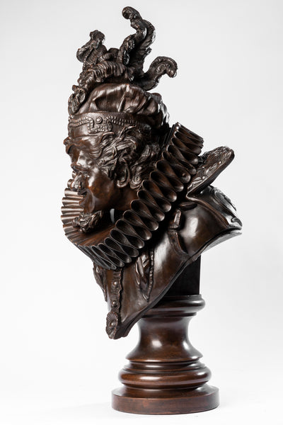 Antonio PANDIANI (1838-1928) ‘Menestrello’ Exceptionnel Bronze patiné. Italie, fin du XIXème siècle.