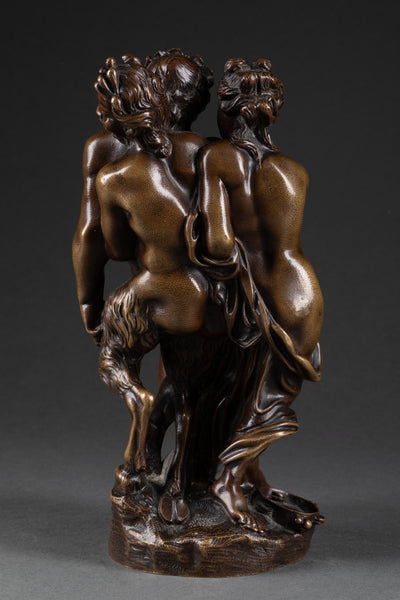 Bacchus ivre, Silène et Bacchante - Bronze patiné XIXème