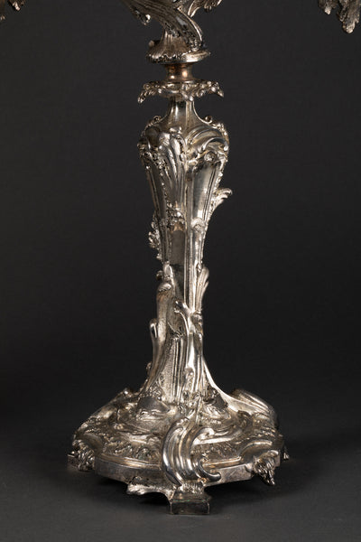 Paire de chandeliers en bronze argentés - estampillés 'ANVERS' - Fin du XIXème.