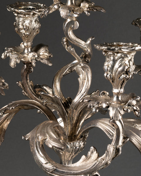 Paire de chandeliers en bronze argentés - estampillés 'ANVERS' - Fin du XIXème.