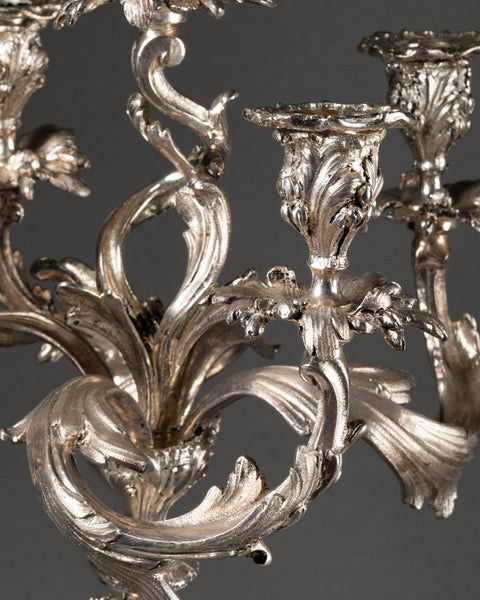 Paire de chandeliers en bronze argentés - estampillés 'ANVERS' - Fin du XIXème.