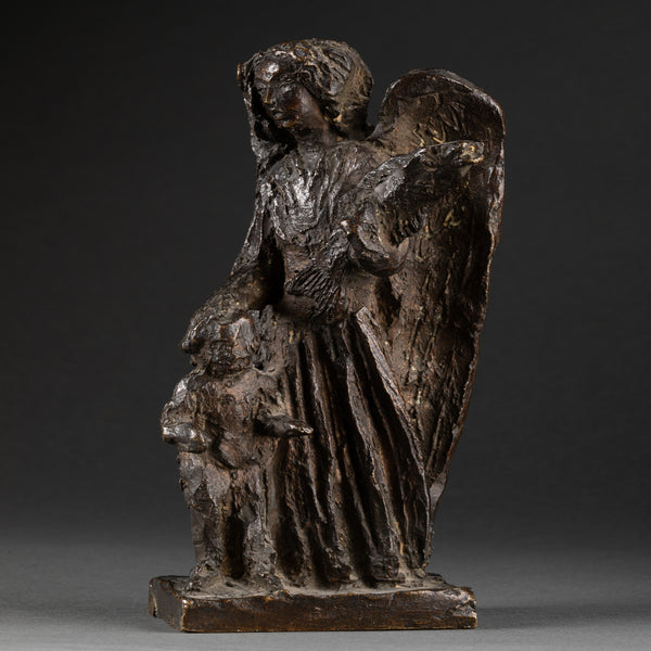 Apel Les FENOSA (1899-1988) - 'Angel and child' (1943) Bronze with brown patina, numbered and monogrammed.