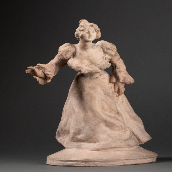 Louis DEJEAN (1872-1953) 'Elegant' - Proof in patinated terracotta. Signed with Workshop stamp. Art Nouveau period circa 1900.