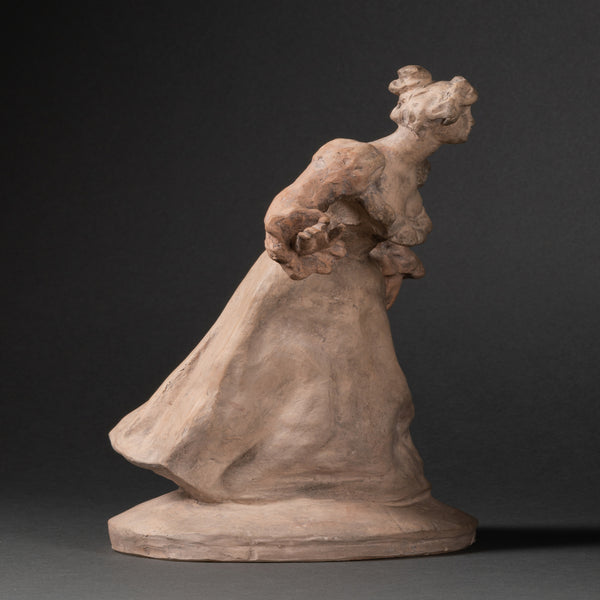 Louis DEJEAN (1872-1953) 'Elegant' - Proof in patinated terracotta. Signed with Workshop stamp. Art Nouveau period circa 1900.