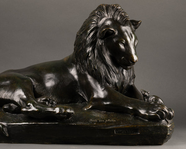Victor PETER (1840-1918) - Le Lion et le Rat - Bronze patiné - Fonte Susse Frères