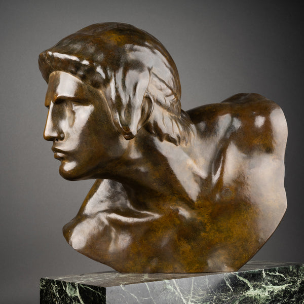 Constant ROUX (1865-1942) Buste de gladiateur, Bronze patiné, période Art Déco.