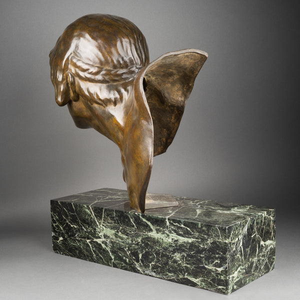 Constant ROUX (1865-1942) Buste de gladiateur, Bronze patiné, période Art Déco.