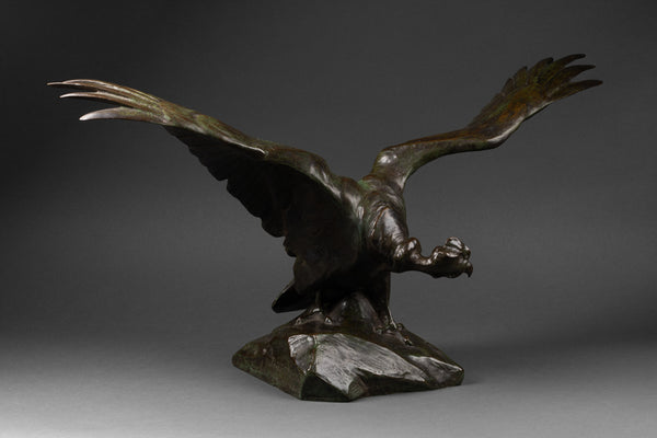 Josué DUPON (1864-1935) - Flying condor - Patinated bronze - Verbeyst cast. Bruxelles, circa 1920.